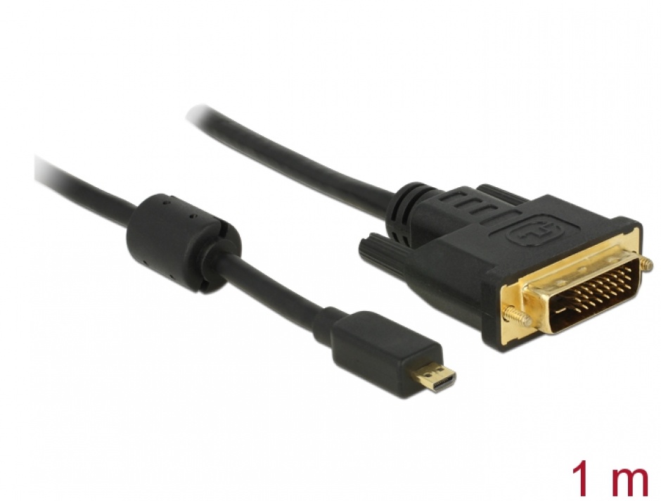 Imagine Cablu Micro-D HDMI la DVI T-T 1m Negru, Delock 83585