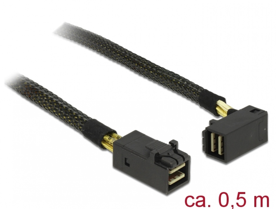 Imagine Cablu Mini SAS HD SFF-8643 la Mini SAS HD SFF-8643 unghi  0.5m, Delock 83621