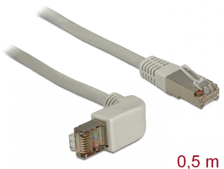 Imagine Cablu retea Cat.6A SSTP unghi/drept 0.5m, Delock 83644