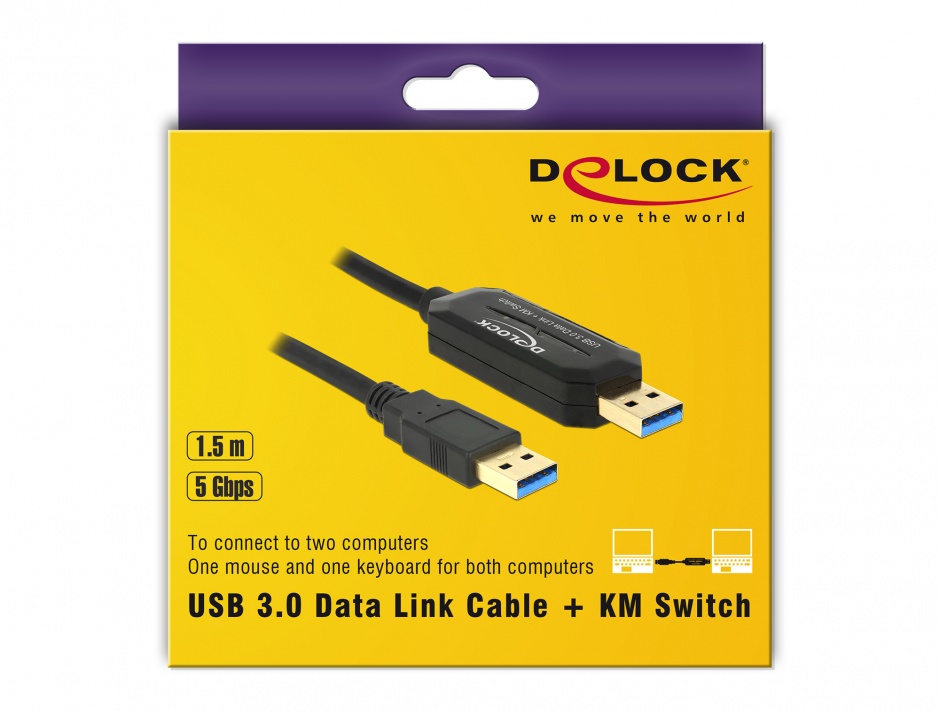 Imagine Cablu Data Link + KM Switch USB 3.0-A 1.5m T-T, Delock 83647 