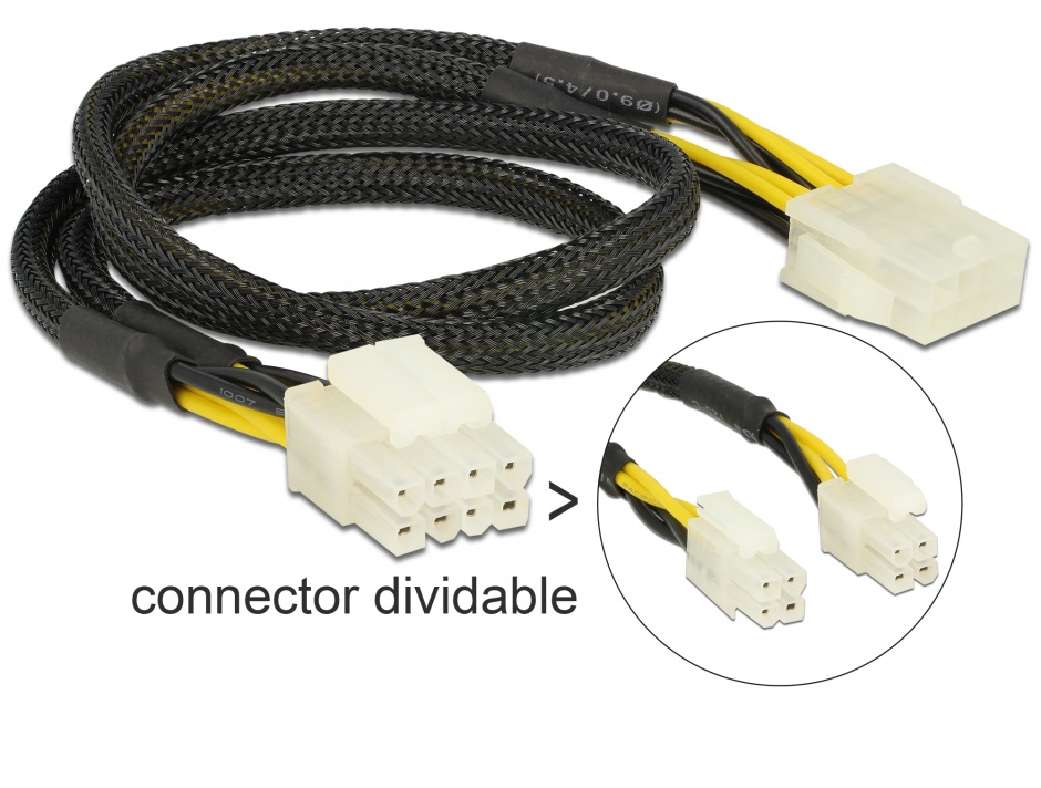 Imagine Cablu prelungitor 8 pini EPS (2 x 4 pin) la 8 pini T-M 44 cm, Delock 83653