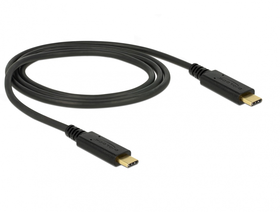 Imagine Cablu USB 3.1 Gen 2 (10 Gbps) Tip C la tip C T-T 1m 3A E-Marker, Delock 83661