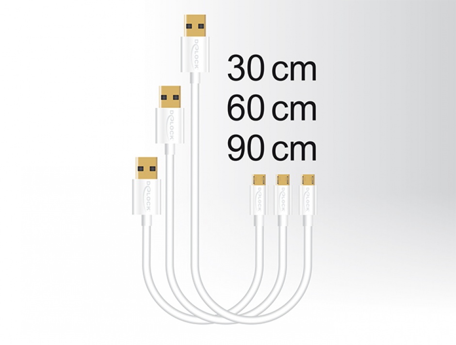 Imagine Cablu de date si incarcare Quick/Fast Charging (incarcare rapida) USB 2.0 la micro USB-B 3 buc/set A