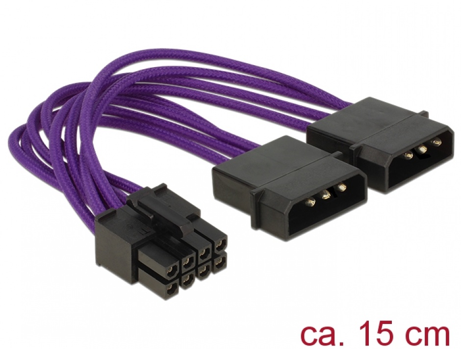Imagine Cablu de alimentare 8 pini EPS la 2 x Molex, Delock 83703