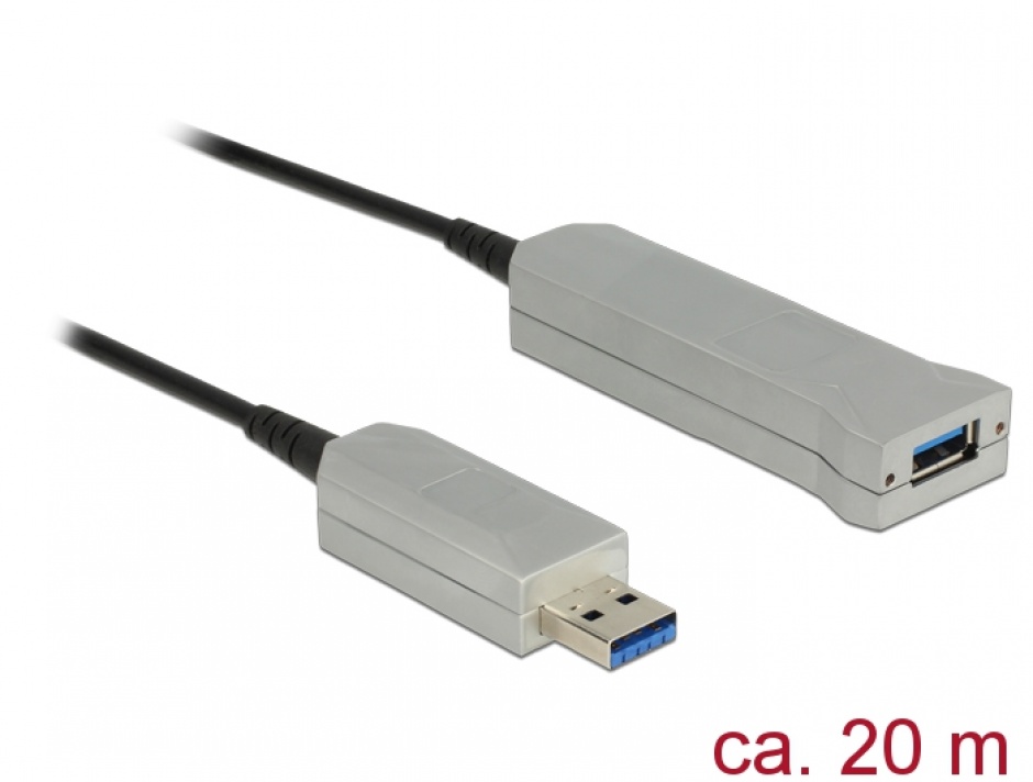 Imagine Cablu prelungitor USB 3.0 optic activ T-M 20m, Delock 83739