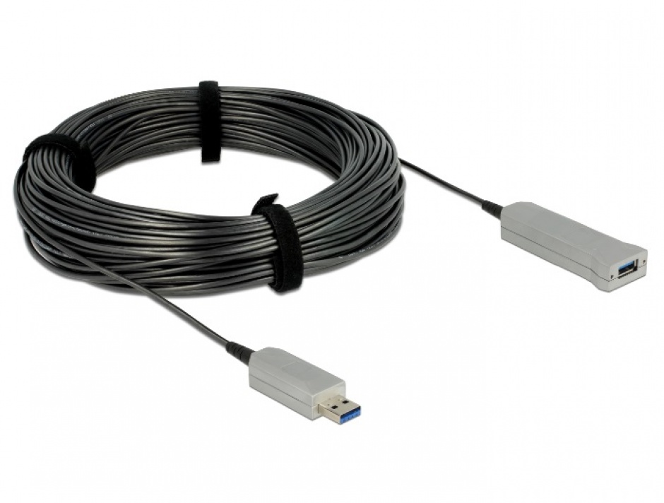 Imagine Cablu prelungitor USB 3.0 optic activ T-M 50m, Delock 83740