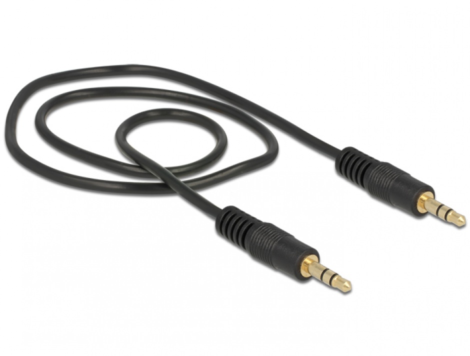 Imagine Cablu stereo jack 3.5mm 3 pini Negru T-T 0.5m, Delock 83742