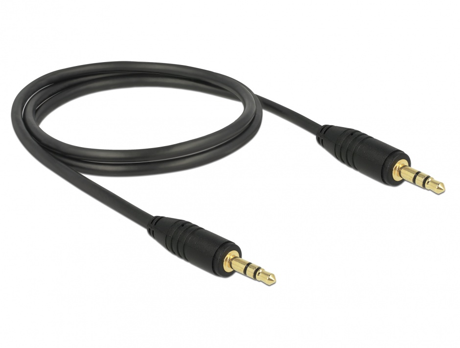 Imagine Cablu stereo jack 3.5mm 3 pini Negru T-T 1m, Delock 83744