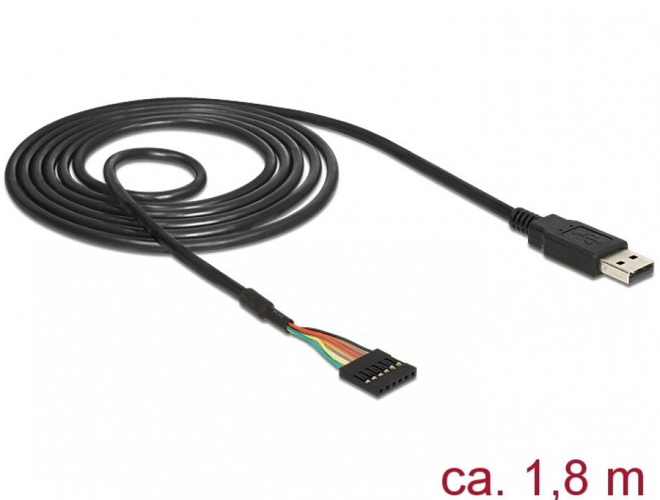 Imagine Cablu USB la TTL 6 pini pin header female 1.8 m (5V), Delock 83784