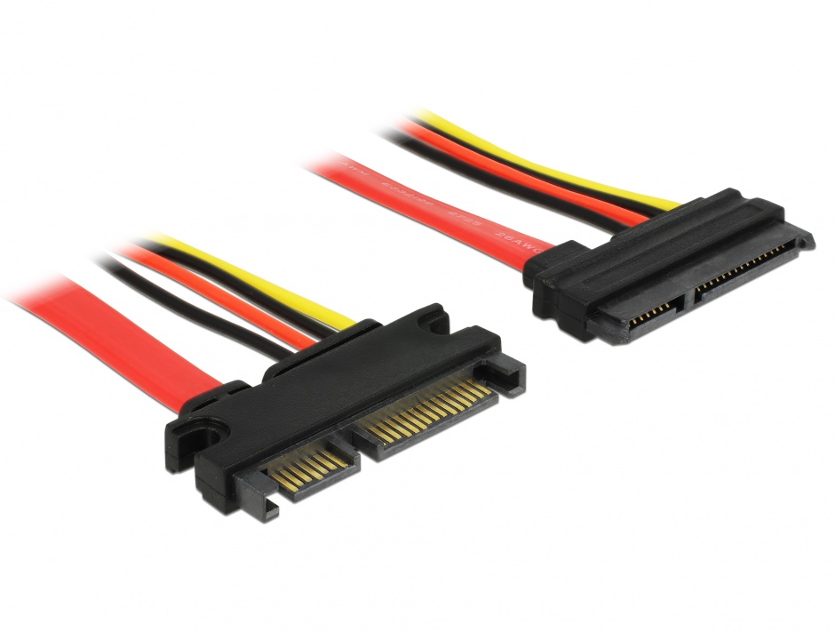 Imagine Cablu prelungitor SATA III 22 pini 6 Gb/s T-M (5V+12V) 10cm, Delock 83802