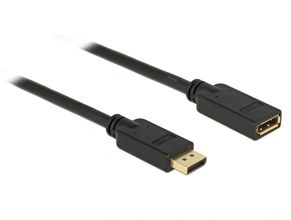 Imagine Cablu prelungitor DisplayPort v1.2 4K 60Hz 2m T-M Negru, Delock 83810