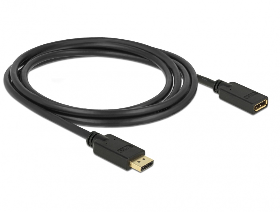 Imagine Cablu prelungitor DisplayPort v1.2 4K 60Hz 2m T-M Negru, Delock 83810