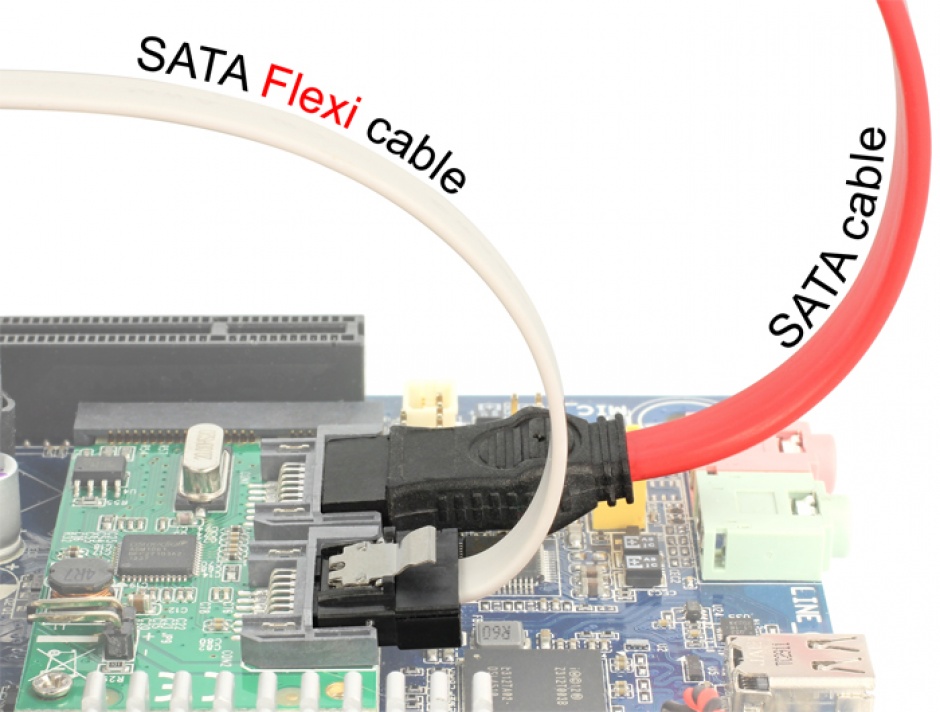 Imagine Cablu SATA III 6 Gb/s FLEXI 10 cm white metal, Delock 83830