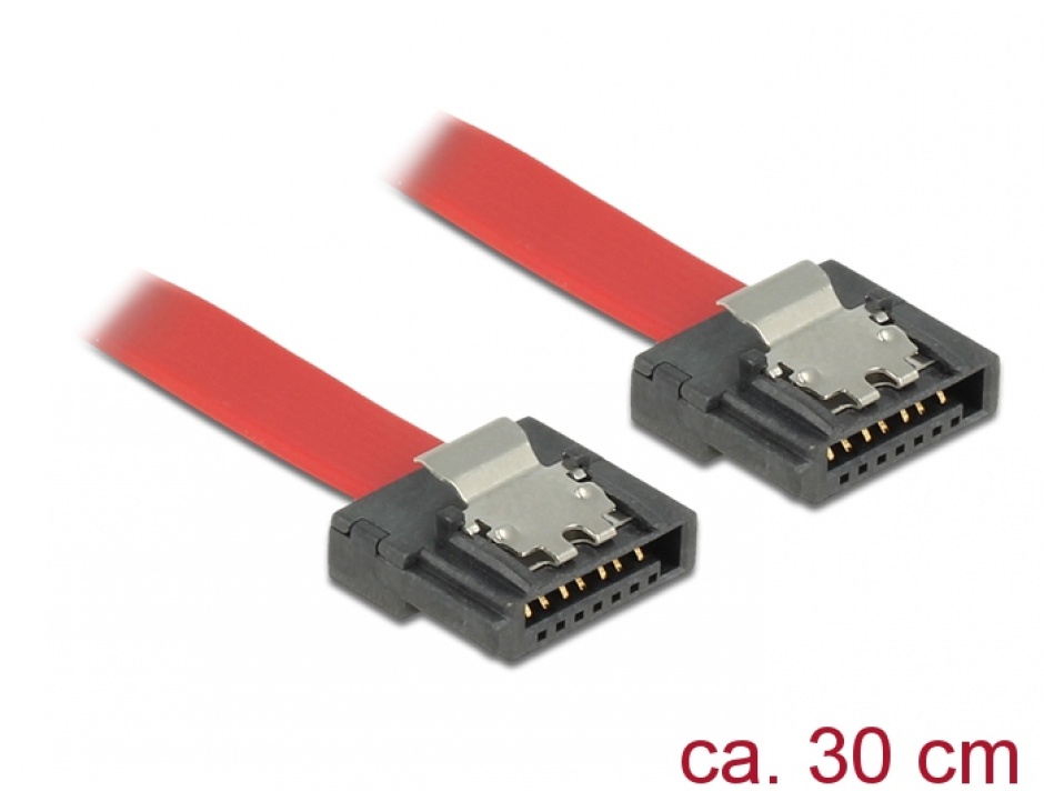 Imagine Cablu SATA III FLEXI 6 Gb/s 30 cm Rosu metal, Delock 83834