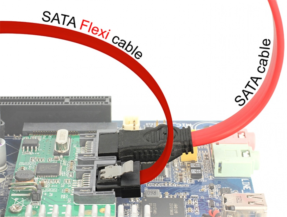 Imagine Cablu SATA III FLEXI 6 Gb/s 30 cm Rosu metal, Delock 83834 