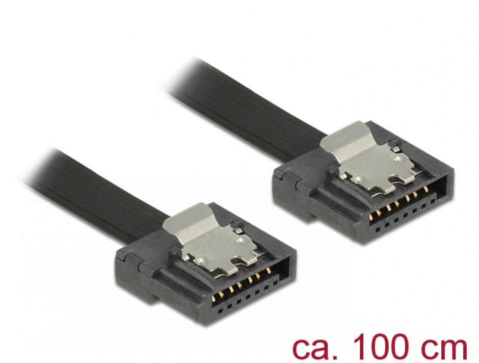 Imagine Cablu SATA III FLEXI 6 Gb/s 100 cm black metal, Delock 83843