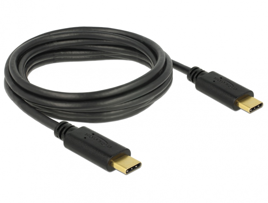 Imagine Cablu USB 2.0 tip C T-T Negru 3m 3A, Delock 83867