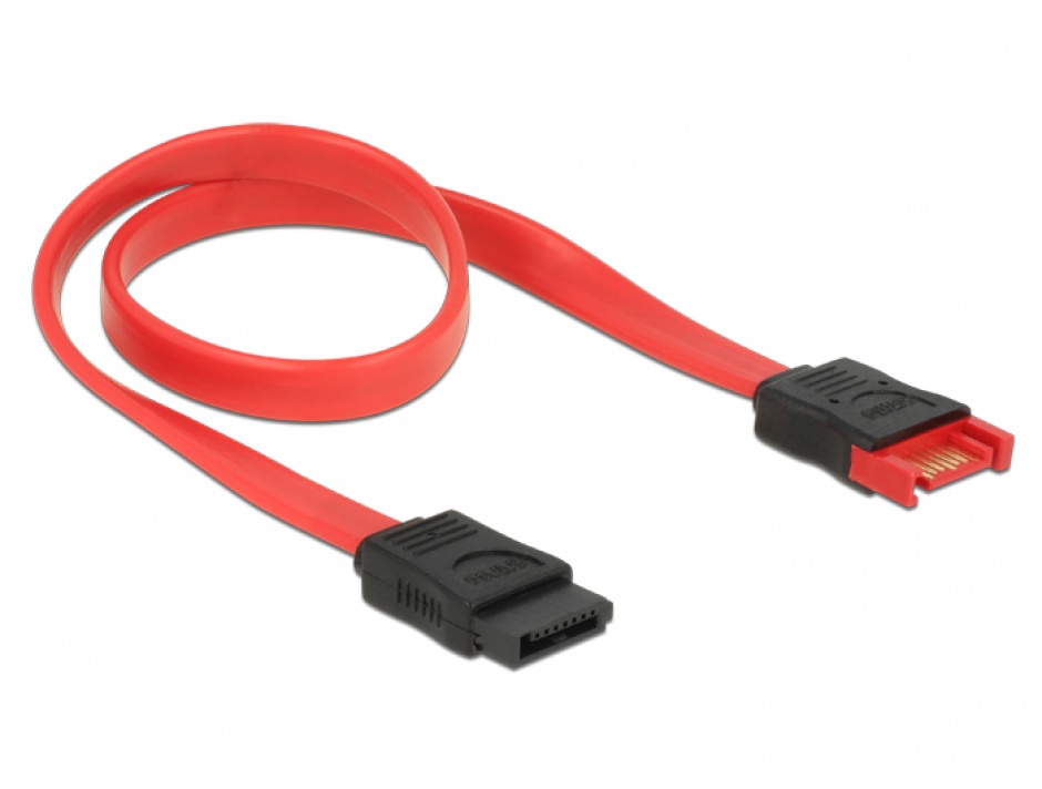 Imagine Cablu prelungitor SATA III date 6 Gb/s 30cm rosu, Delock 83953 