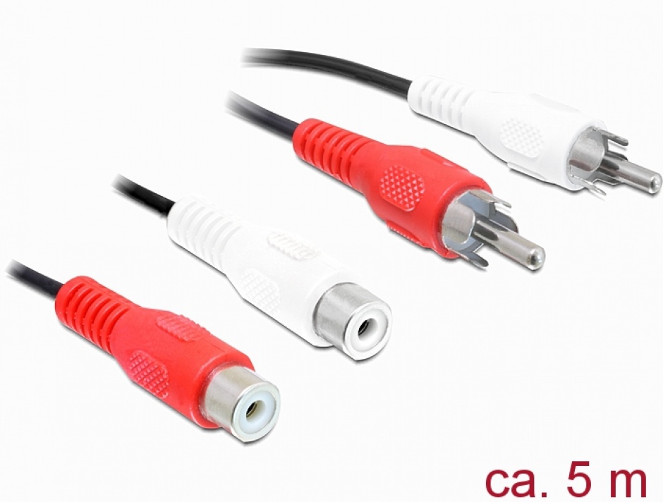 Imagine Cablu prelungitor 2 x RCA la 2 x RCA T-M 5m, Delock 84005