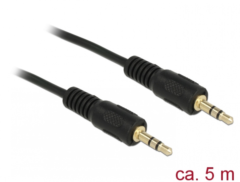 Imagine Cablu audio stereo Jack 3.5mm T-T 5m Negru, Delock 84438