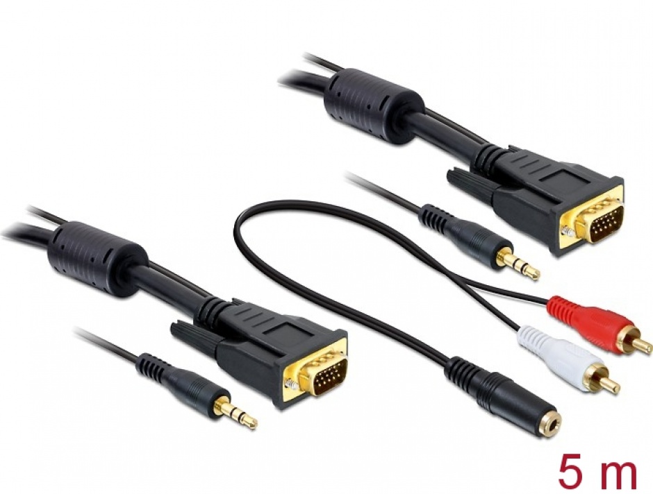 Imagine Cablu VGA cu audio inclus 5m, Delock 84454