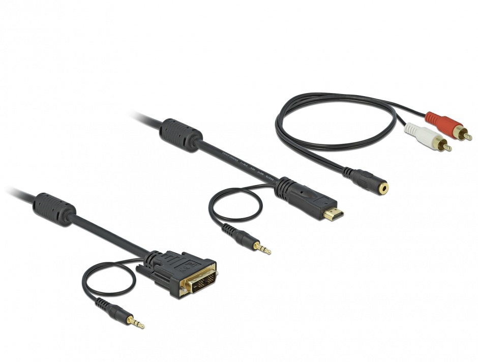Imagine Cablu HDMI la DVI-D Single Link 18+1pini T-T, audio, 3m, Delock 84456