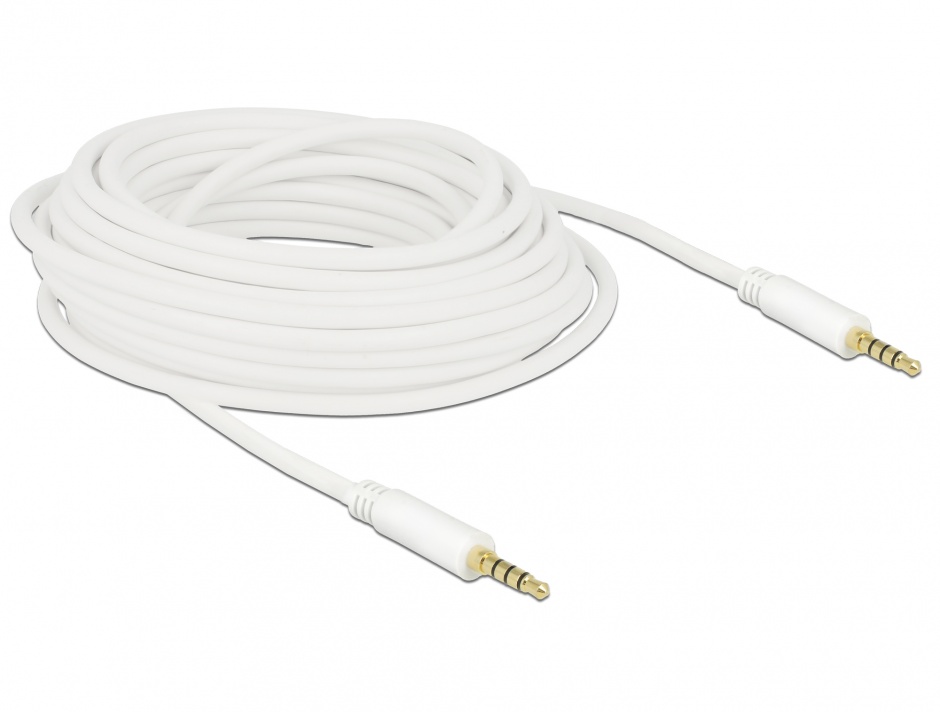 Imagine Cablu stereo jack 3.5mm 4 pini T-T Alb 10m, Delock 84729