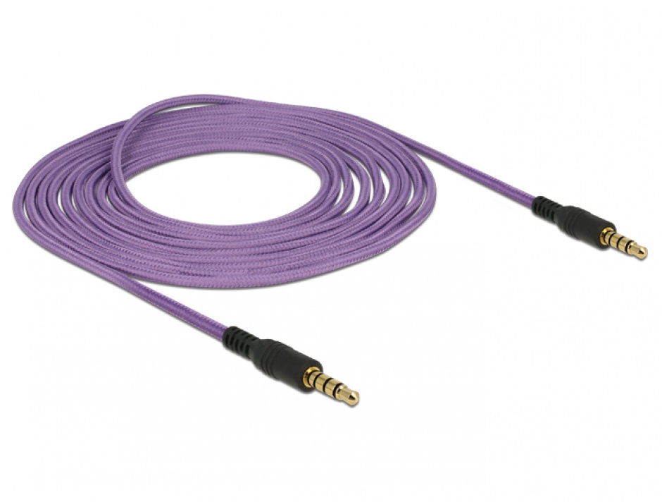 Imagine Cablu stereo jack 3.5mm 4 pini Mov T-T 3m, Delock 84759