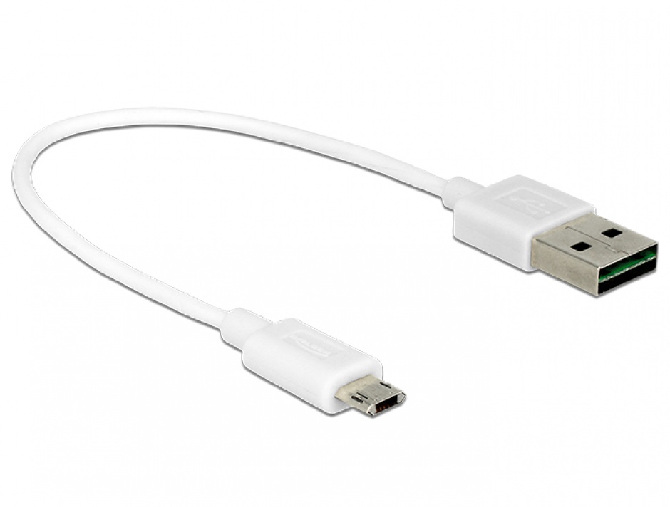 Imagine Cablu EASY-USB 2.0 tip A la EASY-USB 2.0 tip Micro-B T-T Alb 0.2m, Delock 84805