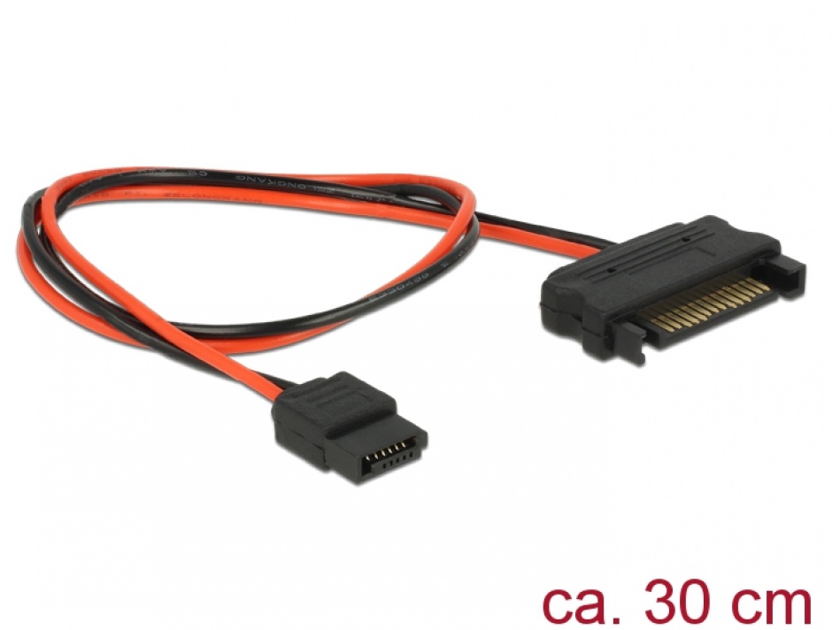 Imagine Cablu de alimentare SATA 15 pini la Slim SATA 6 pini 30cm, Delock 84875