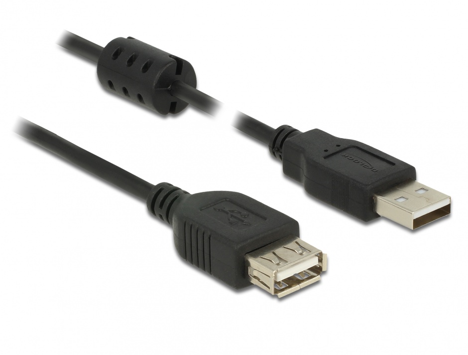 Imagine Cablu prelungitor USB 2.0 T-M 0.5m Negru, Delock 84882