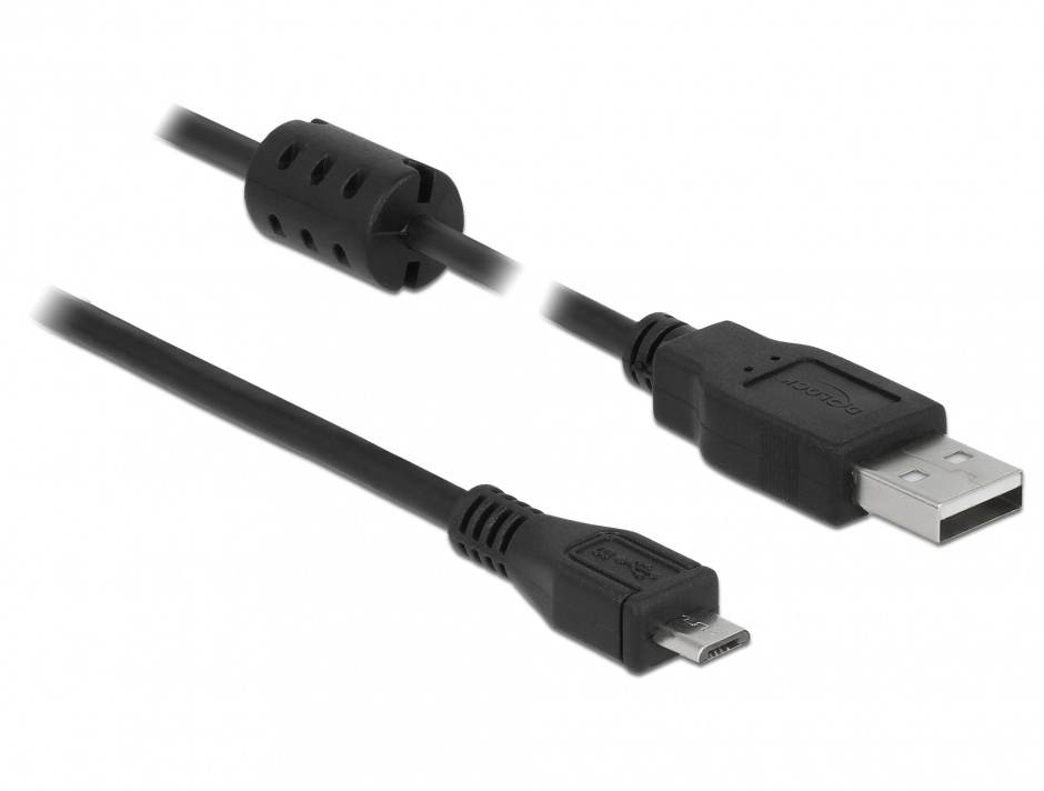 Imagine Cablu USB 2.0 la micro USB-B 0.5m T-T negru, Delock 84900