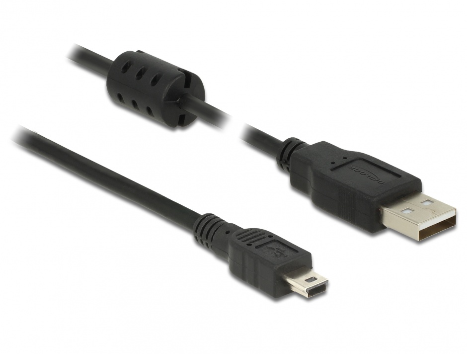 Imagine Cablu USB 2.0 la mini USB-B 1m Negru T-T, Delock 84912