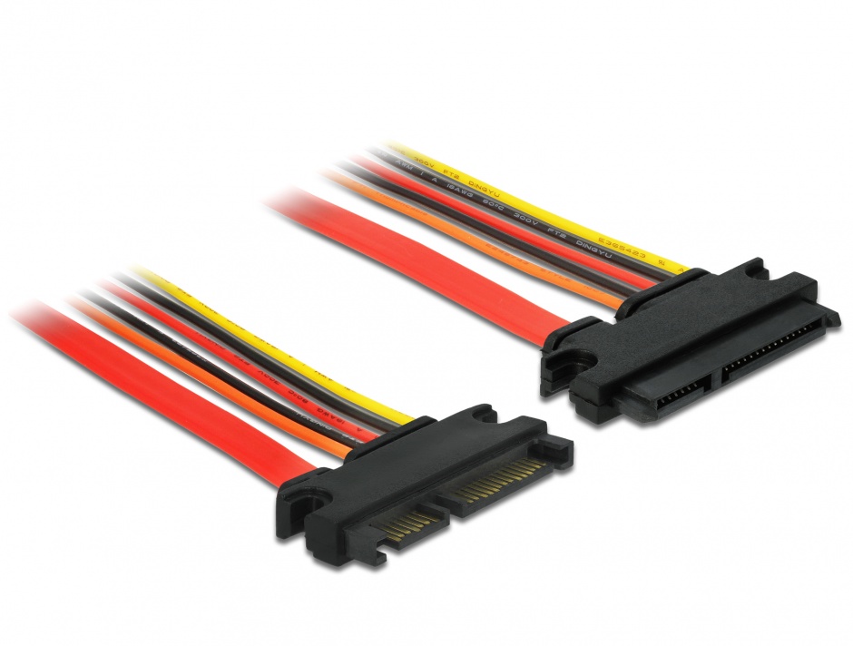Imagine Cablu prelungitor SATA III 22 pini 6 Gb/s T-M (3.3V+5V+12V) 20cm, Delock 84918