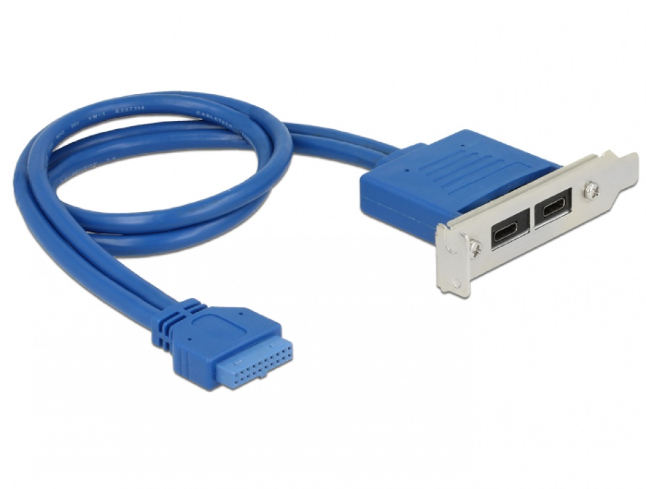 Imagine Bracket USB 3.1 pin header 19 pini mama la 2 x USB-C Low Profile, Delock 84929