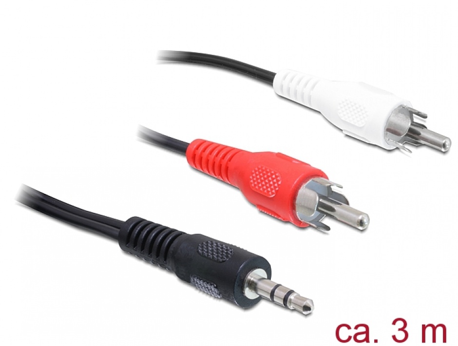 Imagine Cablu audio Jack 3.5mm la 2 x RCA 3m, Delock 84942
