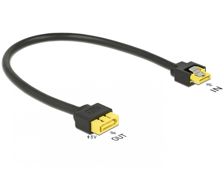 Imagine Cablu SATA 6 Gb/s 7 pini la conector de alimentare SATA 8 pini 0.3m, Delock 84946