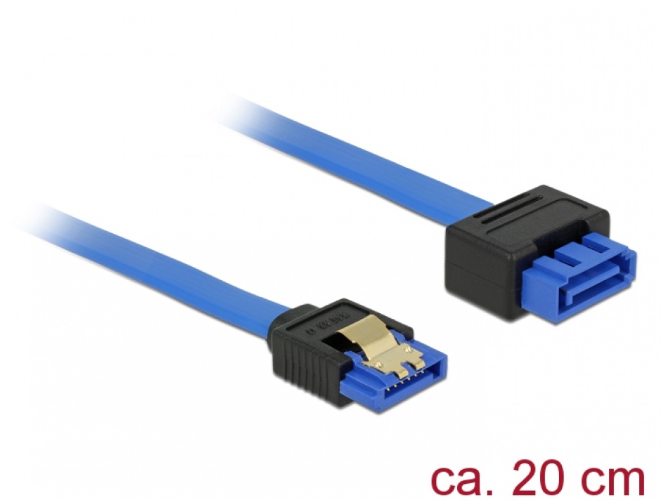 Imagine Cablu prelungitor SATA III 6 Gb/s T-M bleu latchtype 20cm, Delock 84971