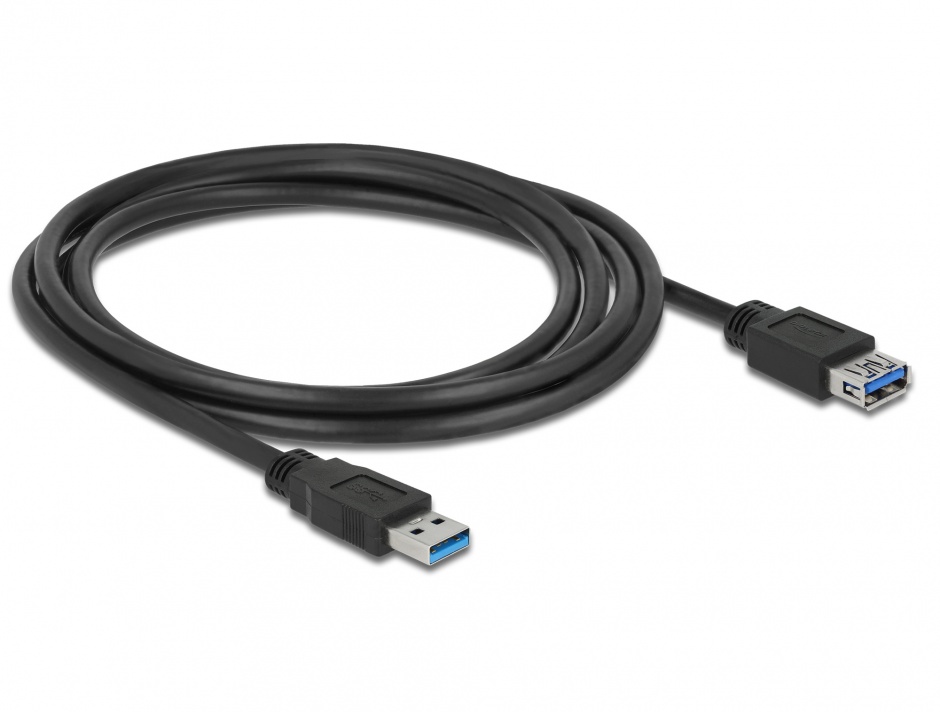 Imagine Cablu prelungitor USB 3.0 T-M 2m negru, Delock 85056