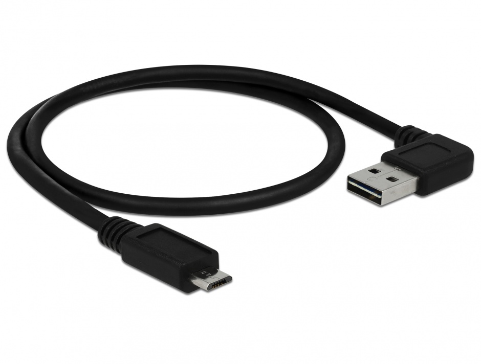 Imagine Cablu EASY-USB 2.0-A la micro-B T-T unghi 0.5m, Delock 85163