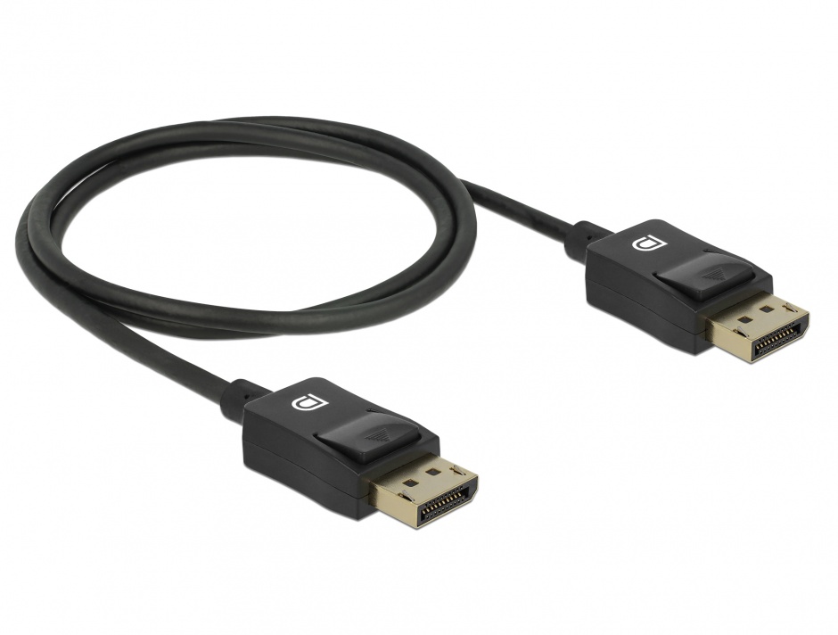 Imagine Cablu Displayport coaxial 8K60Hz T-T 1m Negru, Delock 85300