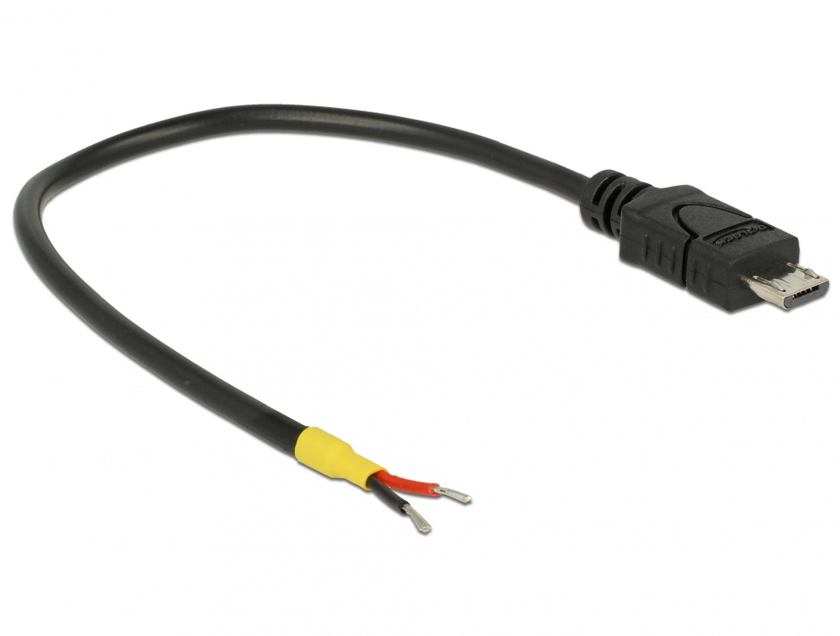 Imagine Cablu micro USB-B la 2 x fire deschise de alimentare Raspberry Pi 0.15m, Delock 85306 