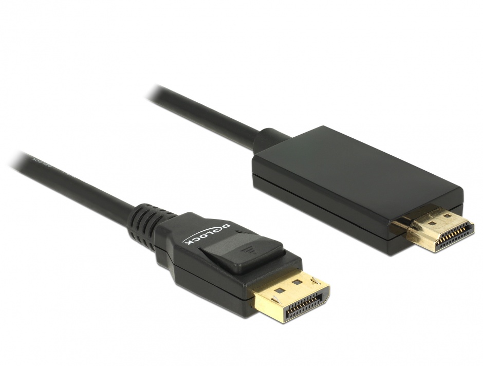 Imagine Cablu Displayport 1.2 la HDMI pasiv 4K 1m Negru T-T, Delock 85316