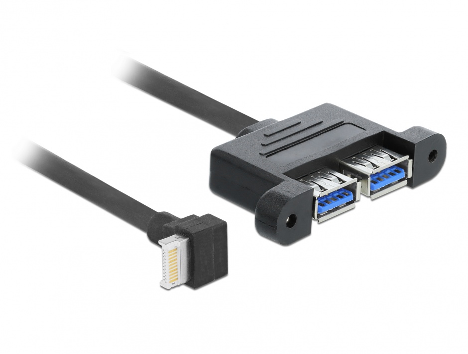 Imagine Cablu panel-mount USB 3.1 Gen 2 key B 20 pini la 2 x USB 3.1-A Gen 2 T-M 45cm, Delock 85327