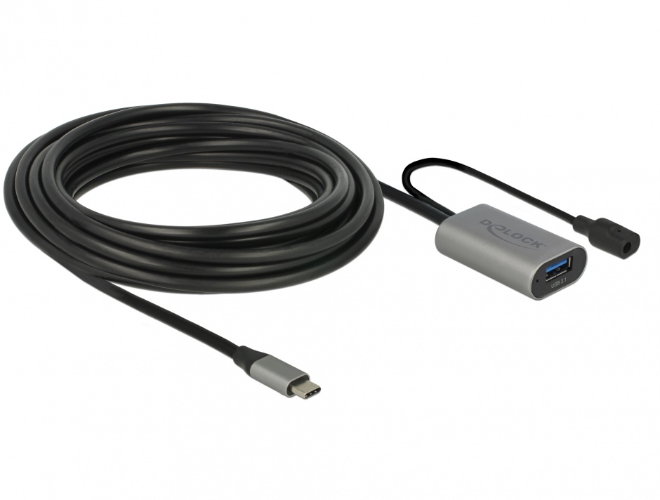 Imagine Cablu activ USB 3.1-C Gen 1 la USB-A T-M 5m Negru, Delock 85391