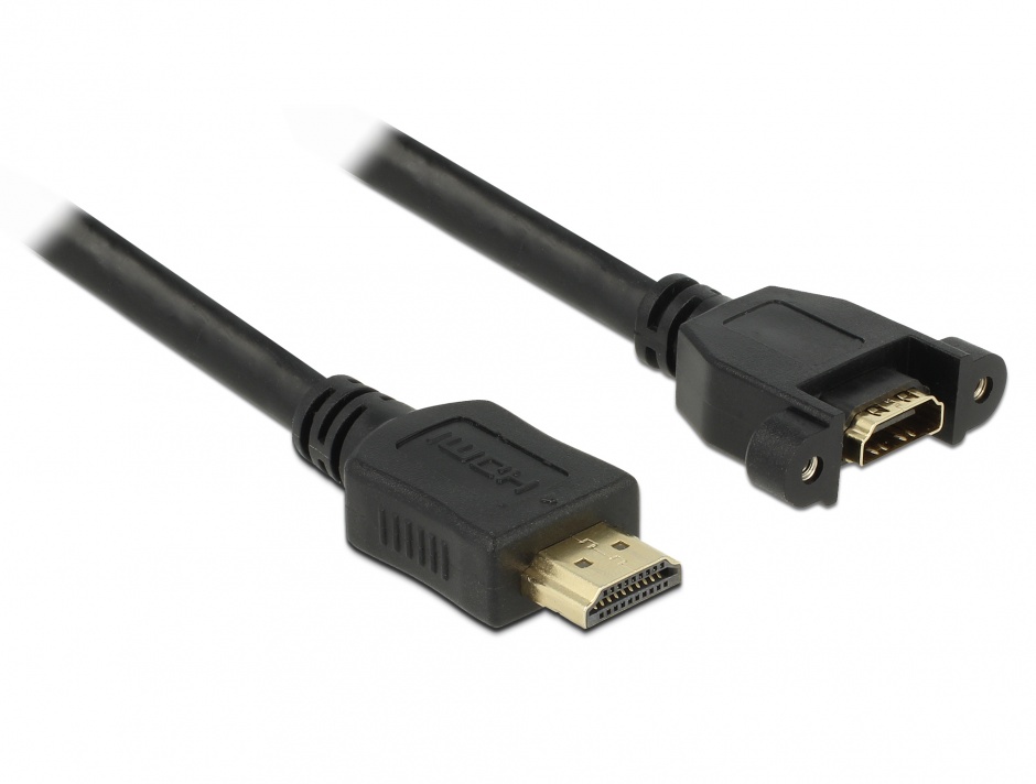 Imagine Cablu prelungitor HDMI tip A T-M panel-mount 4K 30 Hz 2m, Delock 85464