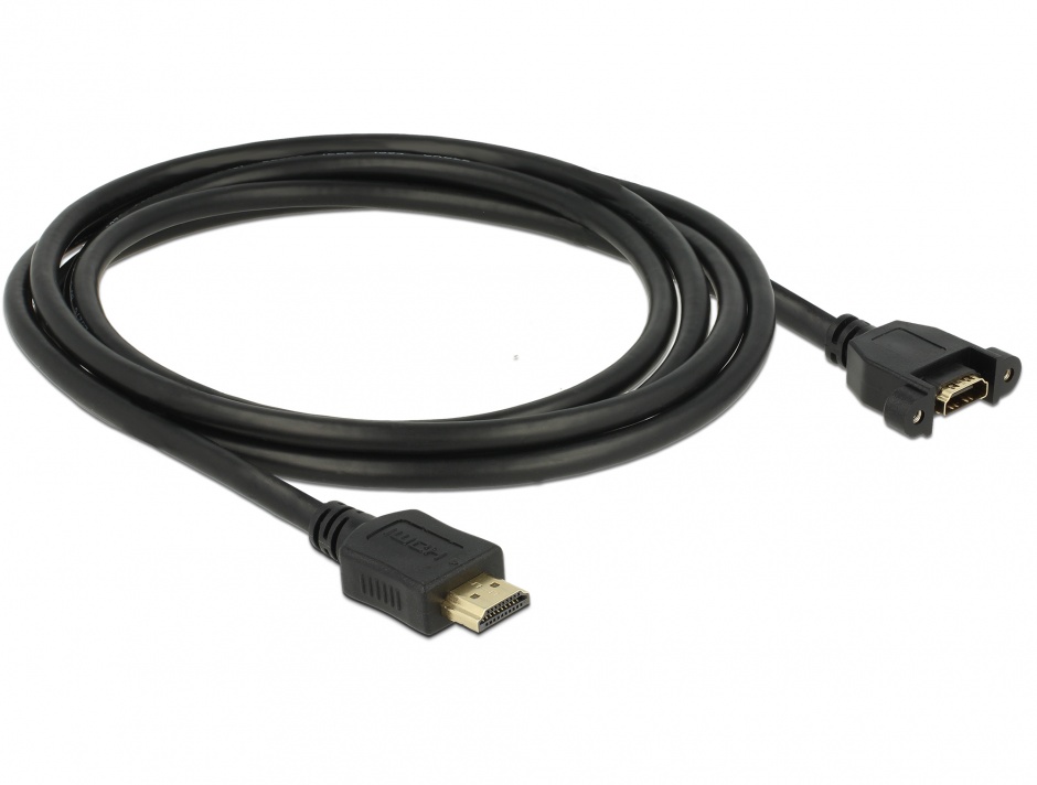 Imagine Cablu HDMI tip A M-M panel-mount 4K 30 Hz 2m, Delock 85464 