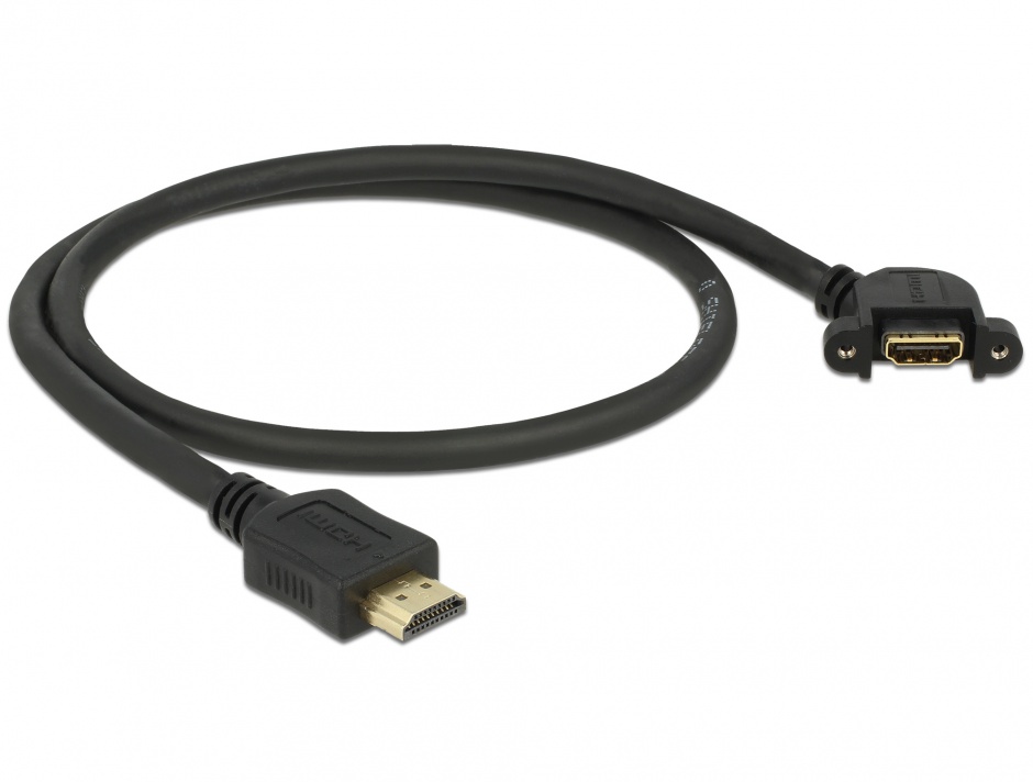 Imagine Cablu HDMI tip A M-M panel-mount unghi 110 grade 4K 30 Hz 0.5m, Delock 85467