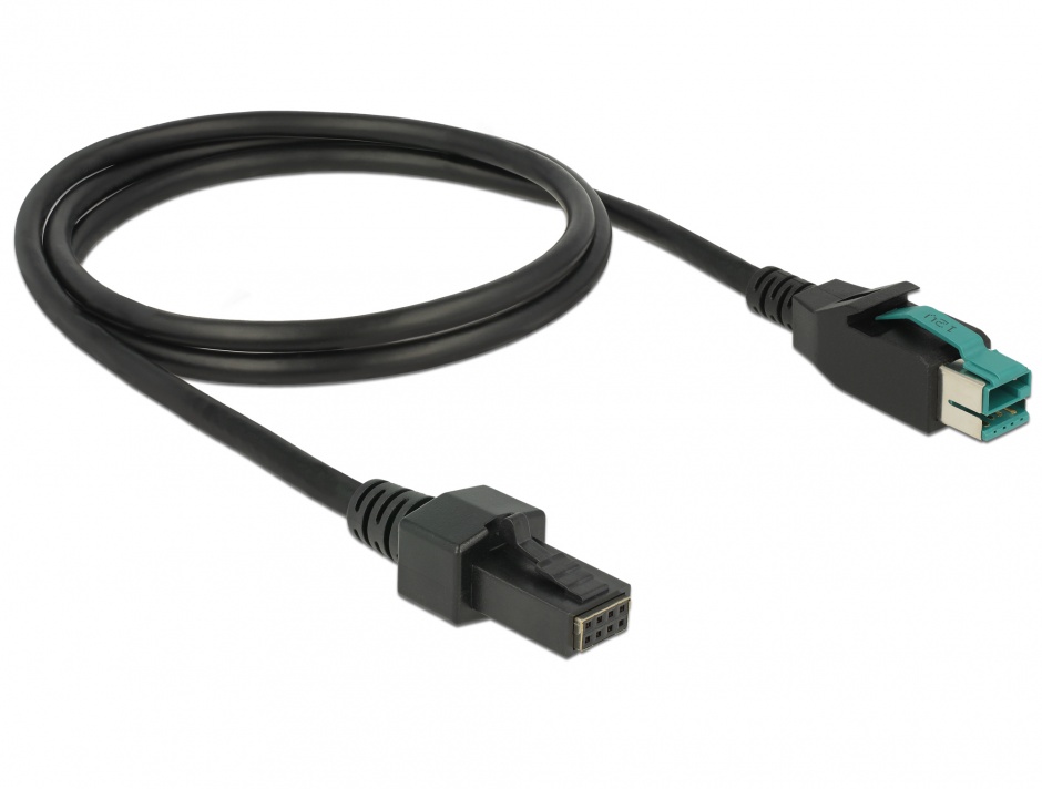 Imagine Cablu PoweredUSB 12 V la 2 x 4 pini T-T 1m pentru POS/terminale, Delock 85482