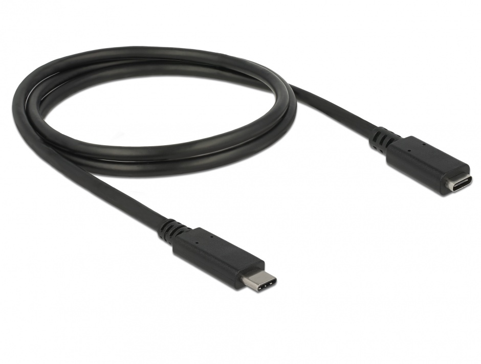 Imagine Cablu prelungitor USB 3.1 Gen 1 tip C T-M 3A 1m Negru, Delock 85533
